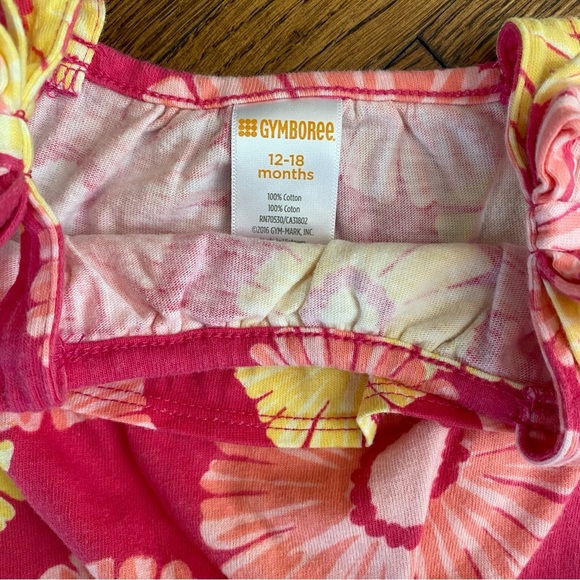 Gymboree Girls 12-18 Month Bright Pink and Yellow Flower Romper - Picture 5 of 5
